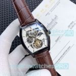 At Wholesale Clone Vacheron Constaintin Malte White Hollow Dial Brown Leather Strap Watch